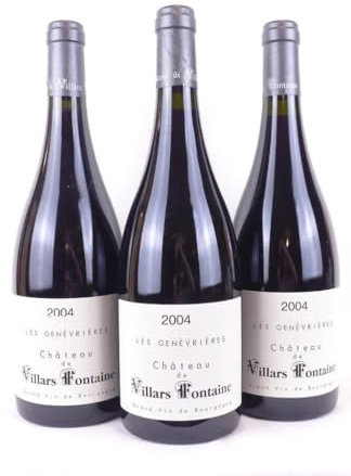 lot de 3 bouteilles hautes côtes de nuits château de villars fontaine les genévrières rouge 2004 - bourgogne