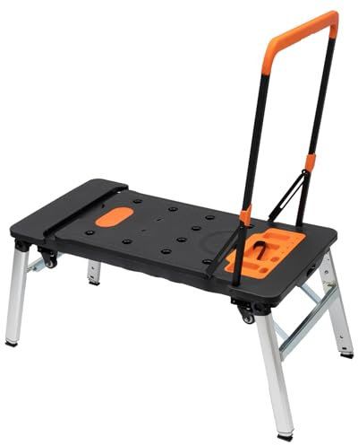 7-in-1 Klappbare Werkbank ABS Spanntisch mit Winkelmarkierung 250kg Tragfähigkeit Einstellbare Höhe Multifunktionale Werkbank Klappbar mit PVC Pads Universal Radschloss