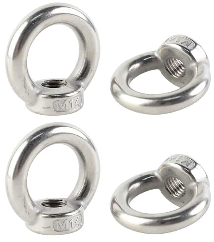 FYting 4 Pièces Anneau De Levage,Ecrou M14,écrous Vélo M14,Oeillet Inox pour Soulever des Accessoires, des Pots de Fleurs Suspendus, des Supports Swing, Une Décoration (Argent)