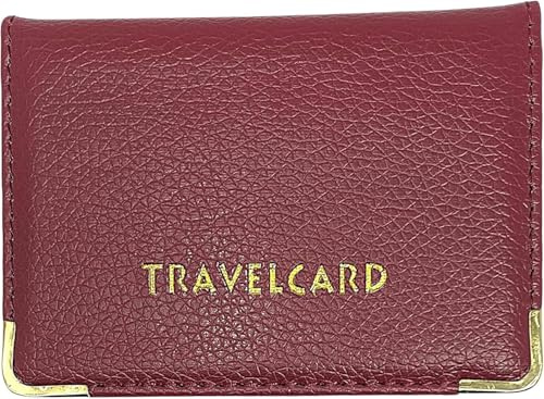 ORCHIDS Unisex Travel Bus Pass Holder – Slim ID, Credit Card & Ticket Wallet Cover Case (Maroon)