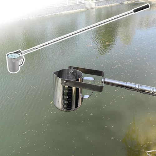 Water Sampling Dipper, Stainless Steel Telescopic 500ml Graduated Sewage Sampler for Pond, Stream, Lake & River