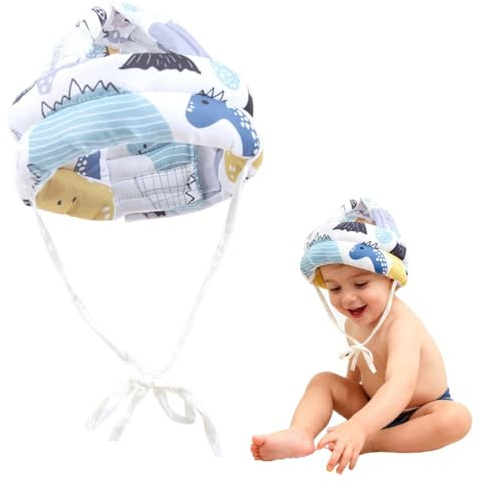 Reposacabezas para bebé - Reposacabezas infantil, casco de seguridad ajustable, protección para la cabeza, almohadilla protectora suave y transpirable para bebés de 6 a 24 meses (Blanco)