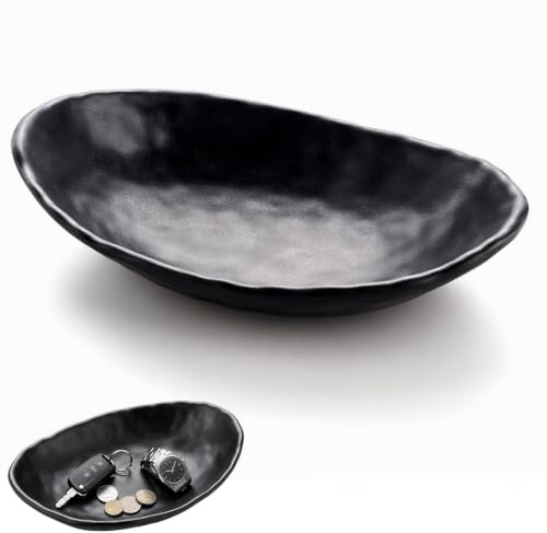 JazRvr Schlüsselschale, 19cm Deko Schale, Schlüsselablage Schale für Flur | Schale Schwarz, Deko Schale in Matt Schwarz, Stilvolles Design Für Zuhause, für Flur Schlüssel Schmuck Münzen Uhren