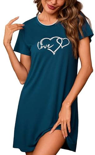 Leversic Chemise de Nuit Coton Femme Manches Courtes Grande Taille | Douce et Légère, Cette Chemise de Nuit Femme Grande Taille Offre Un Confort Optimal Pour Les Nuits et Les Moments de Détente