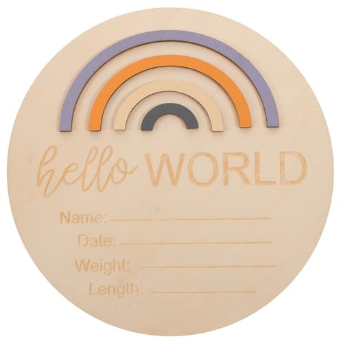 CALLARON Wooden Monthly Milestone Card for Babies, Rainbow Design Photo Prop with Sturdy round Discs, Newborn Announcement and Monthly Photography Accessory