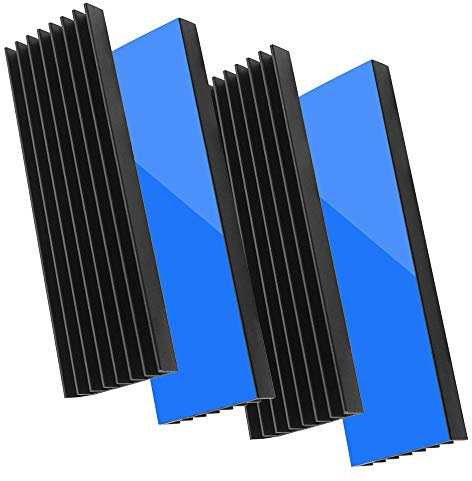 Akuoly 4 Stück Aluminium Kühlkörper PC Kühlrippen Kühler-Set Heatsink mit Thermoklebeband 70mmx22mmx6mm,Schwarz