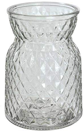 Textured Clear Glass Flower Bud Vase Jar Home Decoration Decor Ornament