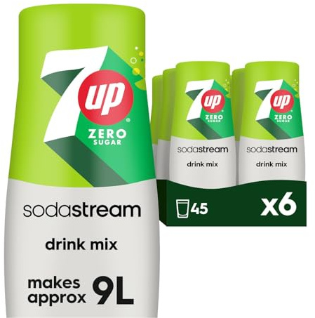 SodaStream Flavours 7Up Free Sparkling Drink Mix, Fizzy Drink Maker Concentrate, Caffeine Free Diet Soda, Natural Lemon & Lime, No Sugar, Official 7Up Light x SodaStream Syrup - 6 x 440ml Multi Pack