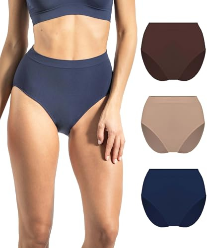 Risalti Slip Donna Vita Alta Microfibra Seamless 3Pz - Mutande Donna Senza Cuciture ed Etichette, Elasticizzate, Traspiranti, Intimo Morbido Effetto Seconda Pelle - Made in Italy