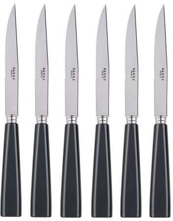 SABRE PARIS - 6er Set Steakmesser Mit Wellenschliff - Icon - Fleischmesser - Edelstahl & Acryl - Spülmaschinenfest Anthrazit