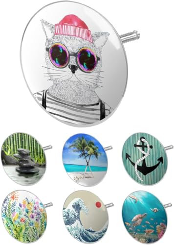 arteneur® - Badewannenstöpsel Universal mit Motiv Hipster Katze aus Berlin | Dreifach Dichtung | Verstellbar | Rostfrei | Extra Schwer für stabilen Halt | Stöpsel Badewanne Zubehör