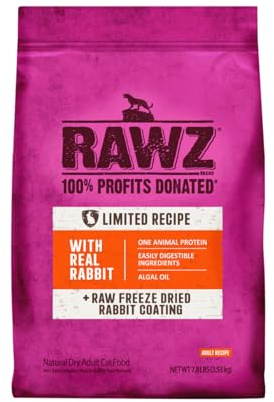 Rawz Real Rabbit Dry Food for Cats with Freeze Dried Coating (7.8 Pound) Made in USA