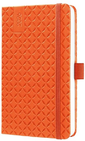 SIGEL J6118 Wochenkalender 2026 A6 orange, Hardcover, Gummiband, Stiftschlaufe, Einstecktasche, 174 Seiten, vegan, Buchkalender, Terminplaner Taschenkalender Jolie