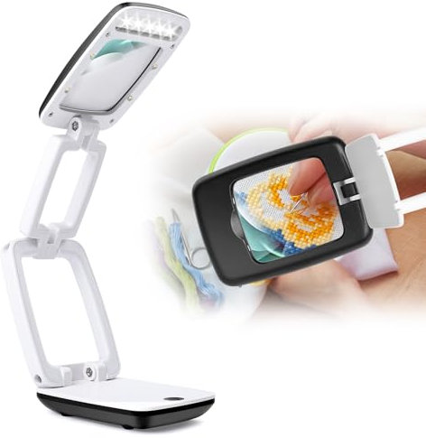 NZQXJXZ 3X Lente di Ingrandimento con Luce, 2 di Luminosità, Lampada d'ingrandimento a LED, lente ingrandimento con luce, Braccio Regolabile per Hobby, Riparazione, Anziani