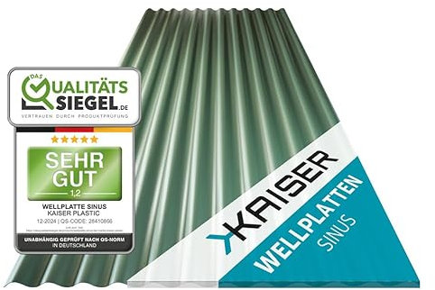 KAISER plastic Placas onduladas de color verde, tejado ondulado, plástico ondulado, paneles de techo resistentes a la intemperie, toldo | Sinus 76/18 – 90 x 83 cm | 1 unidad