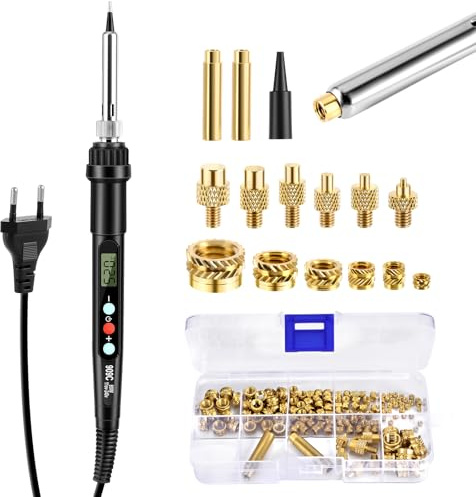 Gewindeeinsätze Lötspitzen Set, Einschmelzgewinde Lötkolben Set, Lötkolbenspitzen für Gewindeeinsätz, Einschmelzmuttern M2 M3 M4 M5 M6 M8 Kompatibel mit 3D Drucker Zubehör
