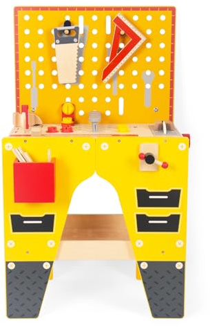 Wooden Tool Bench for Kids Toddlers, Pretend Play Workbench Set Workshop Workbench Construction Toys Gift for 3 4 5 Years Old Girls & Boys