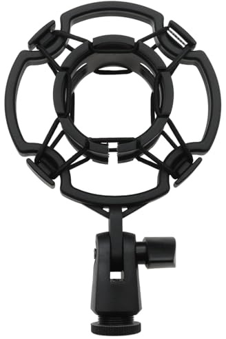 HLGHLG Universal Microphone Shock Mount for 42-46mm Mics, Professional Anti-Vibration Holder with 3/8 or M16 Thread, Compatible with Studio Condenser Microphone for Recording, Podcasting, Streaming