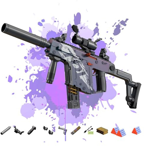 SK MISS Pistolet Jouet Electronique, Pistolet Jouet Automatique Changeur de Couleurs avec kit, Pistolet Enfant, Blaster en Mousse pour 14+