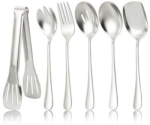 ZUYIST Juego de cubiertos para ensalada de acero inoxidable,Acero Inoxidable Pulido, Aptos para Lavavajillas, para Servir Cuchara de Ensalada para Casa, Banquete, Hotel, Restaurante, Buffet