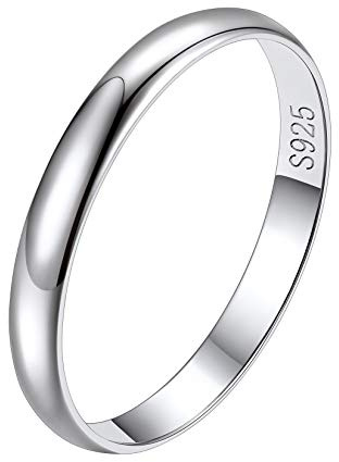 Suplight Anillo Banda Fino Plata de ley 925 Anillo Compromiso Parejas Tamaño 6.75-27.5 Joyeria Minimalista Mujer