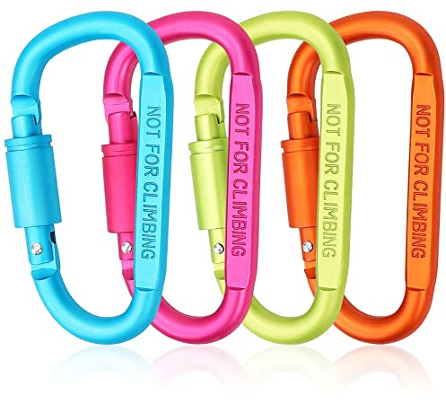 Craebuer 4 Pack Carabiner Clip, 3 inch Aluminum D-Ring Shape Locking Carabiners, Snap Hook Sport Accessories for Outdoor Camping Hiking