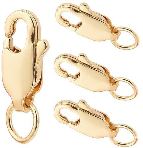 Beebeecraft 20 Stück Schmuckverschlüsse 18 Karat vergoldet Karabinerverschlüsse mit Biegeringe für Bastelarbeiten Schmuckherstellung Halsketten Armbänder 12 x 6 x 3 mm