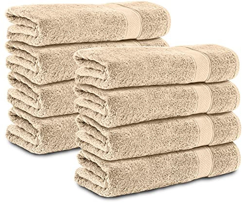Komfortec 8er Handtücher 50x100 cm Set aus 100% Baumwolle, Frottee, Weich, Beige