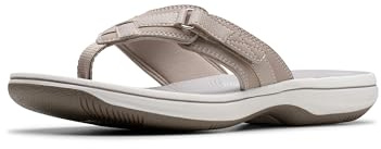 Clarks Women's Breeze Sea Flip-Flop, Light Taupe Synthetic,4.5 UK