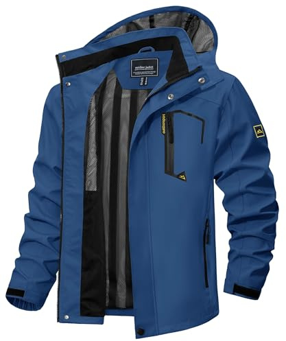 TACVASEN Chaqueta Softshell Hombre Chaqueta Deportiva Hombre Cortavientos Running Parka Impermeable Ropa Montaña Ropa de Caza Táctica Azul Denim, L