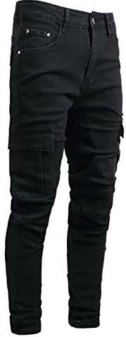 Men's Slim Fit Stretch Jeans Ripped Skinny Cargo Jeans for Men, Distressed Tapered Leg Fashion Comfort Flex Waist Jeans Multi Pockets Elastic Pencil Denim Jeans