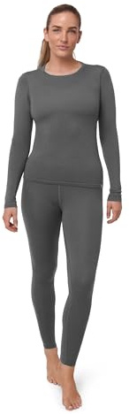 DANISH ENDURANCE Maglia e Pantaloni Termici Donna, Completo in Lana Merino Premium per Sci, Trekking, Grey, M