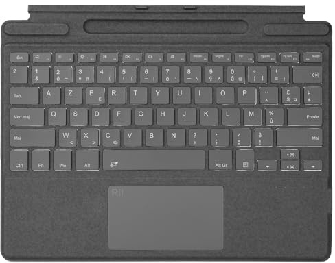 Rii Clavier Français Compatible avec Microsoft Surface Pro 8/Pro 9/Pro X, Clavier Portable Ultra-Mince sans Fil Bluetooth avec Pavé Tactile, 7 Couleurs rétroéclairées