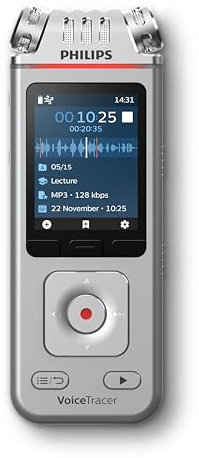 Philips DVT4115 VoiceTracer, Audio Recorder, MP3/PCM, 3 HiFi-Mikrofone, exzellente Fernaufnahme, Inkl. Sembly AI-Testlizenz: Transkription & KI-Zusammenfassungen