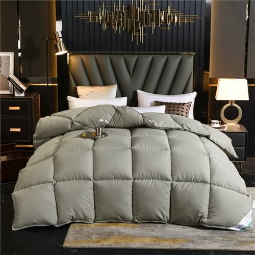 FHQGZT Edredón Nórdico De Plumas Edredón Cama Todas Estaciones, Relleno Pluma Y Plumón De Ganso Desde Latitudes Altas, Ligero Y Suave, 100% Algodón, Lavar A Maquina, 240x220cm (Gray,220 * 240 cm 3kg)