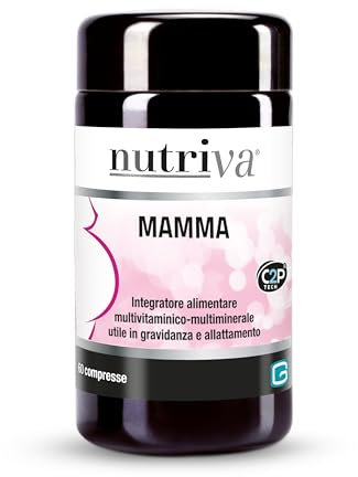 NUTRIVA Mamma, integratore alimentare multivitaminico e multiminerale per mamme, indicato in gravidanza per aumento fabbisogno di vitamine e minerali, adatto a vegetariani, 60 compresse