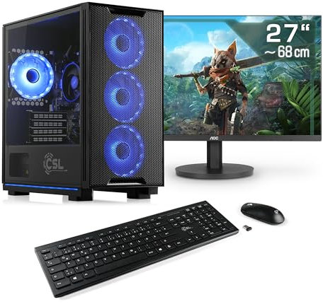 Gaming PC mit Windows 11 Home, AMD Ryzen 7 9700X 8X 3800 MHz, 1000 GB M.2 SSD, 32 GB DDR5-RAM, AMD Radeon Graphics, ASUS Mainbaord, USB 3.2, 27 Zoll WQHD, Tastatur/Maus-Set, M11320H
