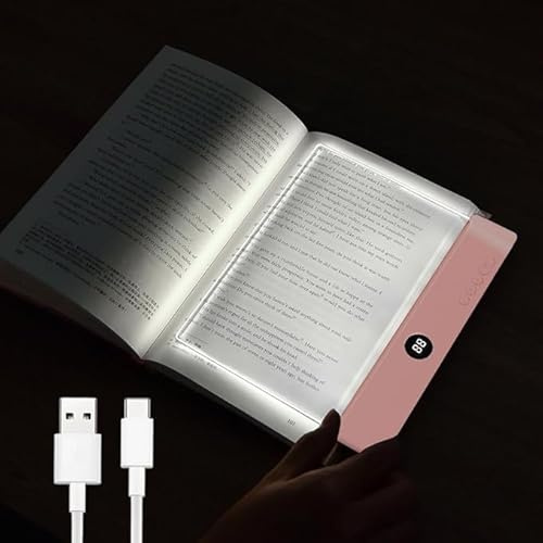 Maxspace Leselampe Buch, 3 Lichtfarben Dimmbares LED Buchlampe mit Timer, Wiederaufladbare Buch Leselampe für Nachtlesungen im Bett (Rosa)