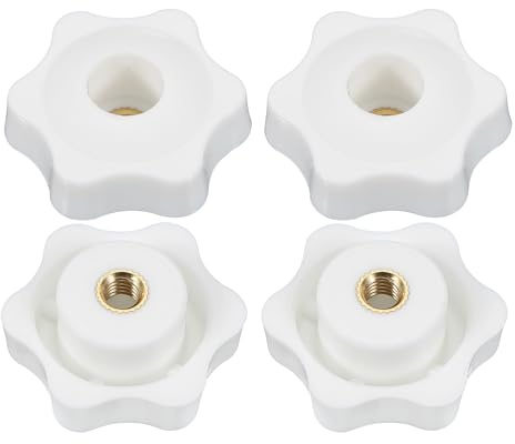 PATIKIL M6 X 38mm Dado Passante Dado A Farfalla Filettatura Femmina, 4 Pcs Dado In Ottone A Vite Manopola A Stella In Plastica Maniglie Di Serraggio Manopole Filettate Bianco