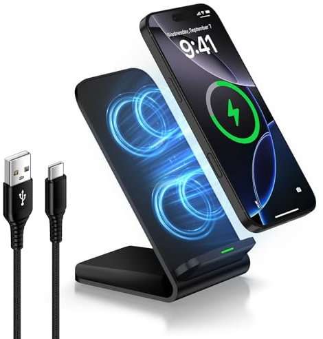 Google Pixel Wireless Charger Stand, 15W Schnelles Kabelloses Ladegerät Handy Ständer, Induktive Ladestation Wireless Charger für Google Pixel 9 Pro/8/7/6/5/Samsung Galaxy S25+/S24 FE/S23/S22/S21/S20