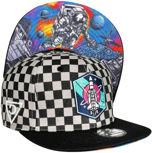 Capiche [99+ Varianti] Cappellino Snapback Astronauta nello Spazio [Space] - Ricamo Astronauta e Stelle, Tema esplorazione Spaziale, Regolabile per Gli Appassionati dello Spazio