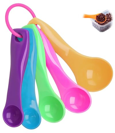 Nevoluxer 5 Stück Messlöffel Set bunt, 1–15 ml Kapazitäten, Messlöffel Gramm präzise für Kochen, Backen, Flüssigkeiten & Pulver