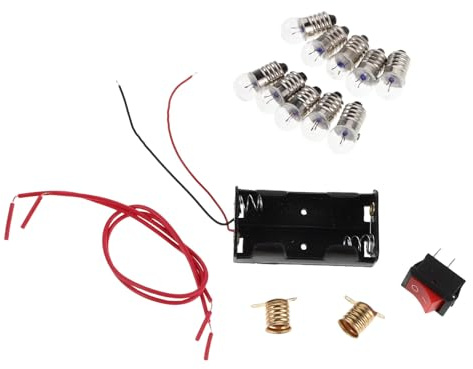 FUNOMOCYA Kit di Circuiti Elettrici Scientifico per Bambini con Portabatterie, Lampadine 5v e Interruttore, Materiale Plastico e Vetro, per Esperimenti Educativi in Aula e Attività