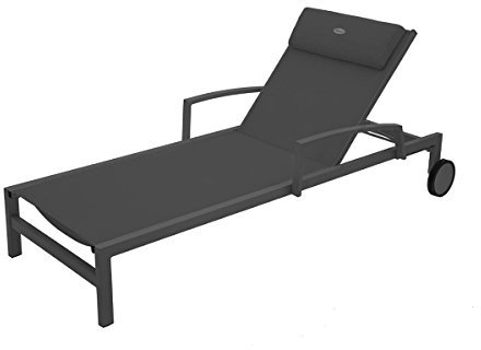 Hespéride - Transat Inclinable Ocala - Anthracite et Graphite - 4 Positions - 2 Roues - Aluminium Époxy - 197 x 78 x 94 cm - pour Jardin, Terrasse