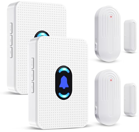 Daytech Wireless Door Chime, Door Dinger for Business Entry/Store/Home/Office, Door Alarms When Opened with 800 Ft Range,20 Chimes 5 Adjustable Volume 2 Sensors + 2 Receivers