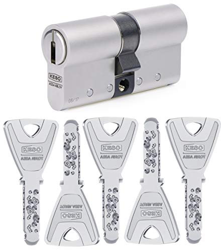 KESO 8000 Omega² 81.A16 Doppelzylinder 30/30 mm | Modularer Schließzylinder Profilzylinder | Aktiv-Kopierschutz Not- und Gefahrenfunktion/Prioritätsfunktion | Sicherungskarte + 5 Schlüssel