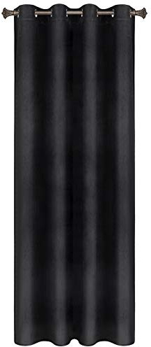 WOLTU Verdunklungsgardine mit Ösen Samtvorhang Blickdicht Thermogardine, 300 g/m² Schwere lichtundurchlässige Verdunklungsvorhang für Schlafzimmer Geräuschreduzierung Schwarz 140x225 cm (1 Stück)