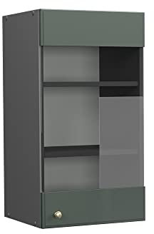 Vicco Küchenglasschrank Fame-Line, Glashängeschrank, Grün-Gold Landhaus/Anthrazit, 40 cm