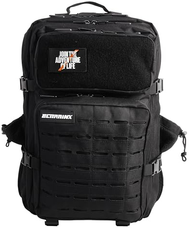 Mochila Táctica 45L V2 Repelente al Agua – Oxford 1000D, Cabina Avión y Viaje, Gimnasio y CrossTraining, Compartimento Portátil y Zapatillas, Cremallera Impermeable (Negro) by ELITEX TRAINING