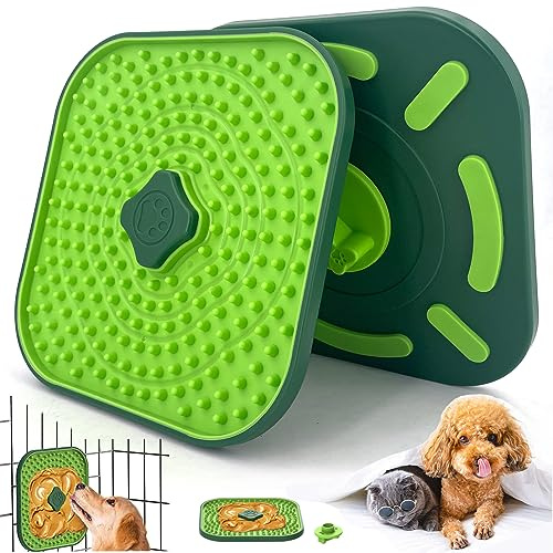 iDotha Licking Mat for Dogs Crate, 7.1 Large Dog Crate Lick Pads Slow Feeder, Lick Pad Crate Training Toy Crate Lick Mat, Suitable Peanut Butter, Yogurt, etc, for Boredom & Anxiety Relief Licking Pad